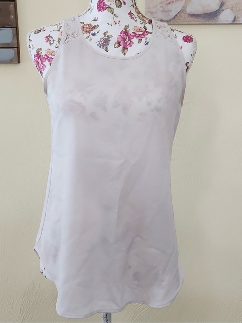 Van Heusen White Lace-Shoulder Tank Top